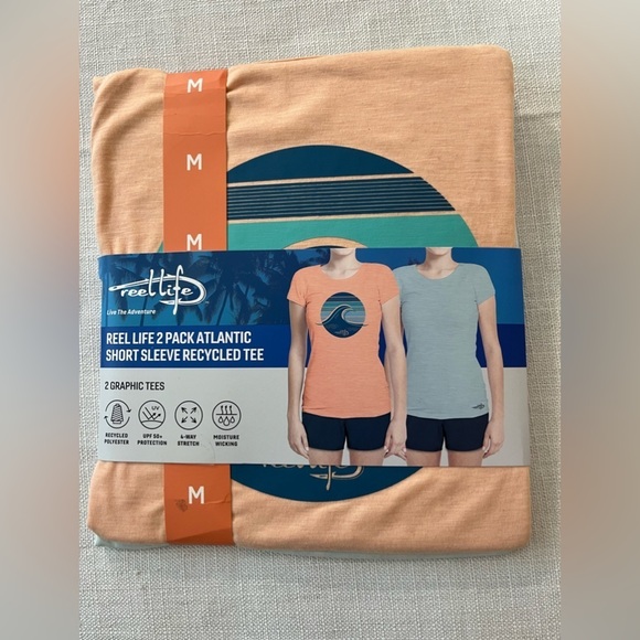 Reel Life Tops - Reel Life Athletic T Shirt 2 Pack Short Sleeve Graphic Orange Gray NWT M